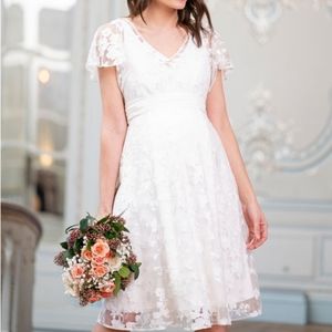 White Floral Lace Maternity to Nursing Occasion Dress